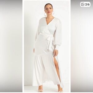 Eloquii White Long Sleeve Dress (no belt)